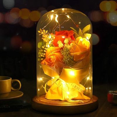 Rose Éternelle Sous Cloche LED TOPSEAS - Décoration Romantique Avec Lumière Pour Saint-Valentin Ou Anniversaire
