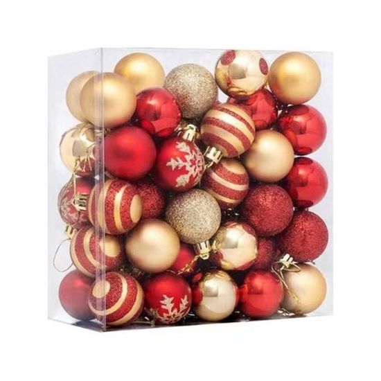 12 Boules De Noël Floquées Rouge Et Vert 8cm - Décorations Sapin Incassables Intérieur Extérieur