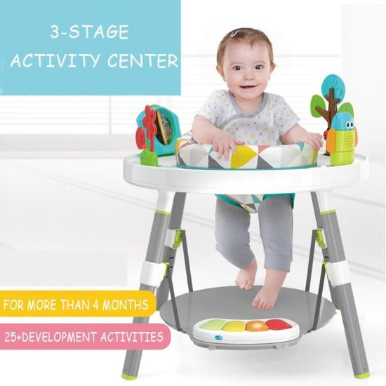 Siège d'activités bébé 3-en-1, transformable en table de jeux avec jouets, de la naissance aux premiers pas, Siège Tournant à 360°