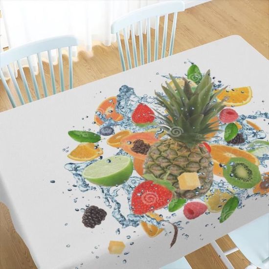 Nappe rectangle - Ananas et palmier - 150 x 240 cm - Polyester