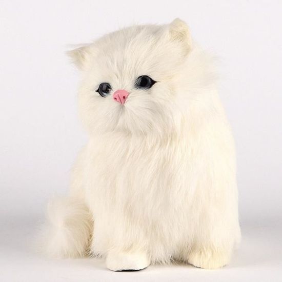 Peluche chat blanc realiste Ty Persan poils longs doux Petite qui tient debout Cdiscount Jeux Jouets