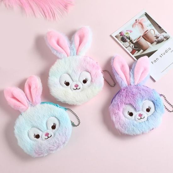 Lot De 2 Porte-monnaie En Peluche Pour Fille - Fermeture éclair, 11x10 Cm, Motif Licorne/chat, Mignon