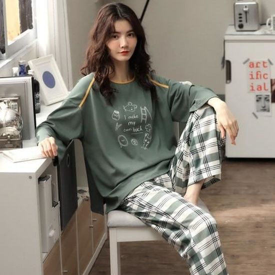 M a Xxxl 4xl Grande Taille Femmes Vetements De Maison Vetements De Salon a Manches Longues Pyjamas Ensembles Coton Vetements De Beige 01 Cdiscount Pret a Porter
