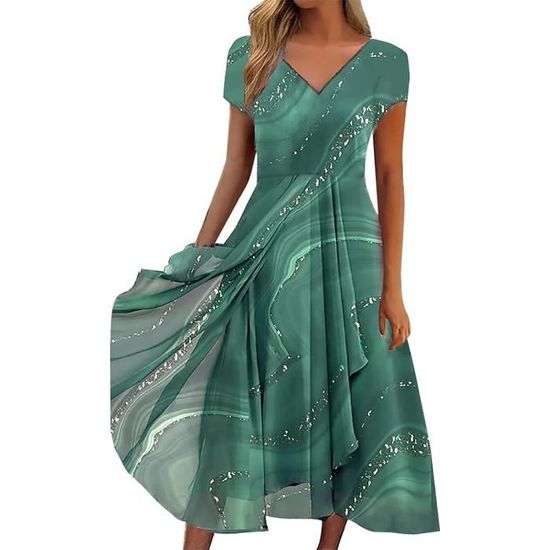 Robe De Cocktail En Daim Pour Femme - Col V, Manches Longues, Avec Ceinture