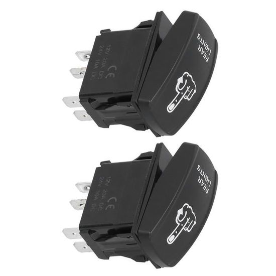 Interrupteur à Bascule Marche/Arrêt DPDT 16A 250V - Lot De 2 - Noir - 6 Bornes