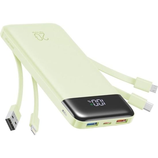Batterie Externe 20000 MAh Avec 4 Câbles Intégrés – Charge Rapide 22,5W – Affichage LED – Compacte Et Portable – Pour IPhone, Android, Etc. - 12
