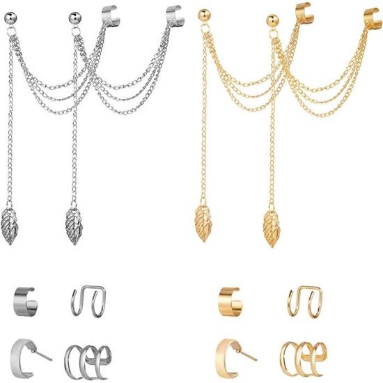 Boucles D’oreilles Clips Vintage – Pampilles Feuilles Blanches Or – Occasion – Modèle 3206