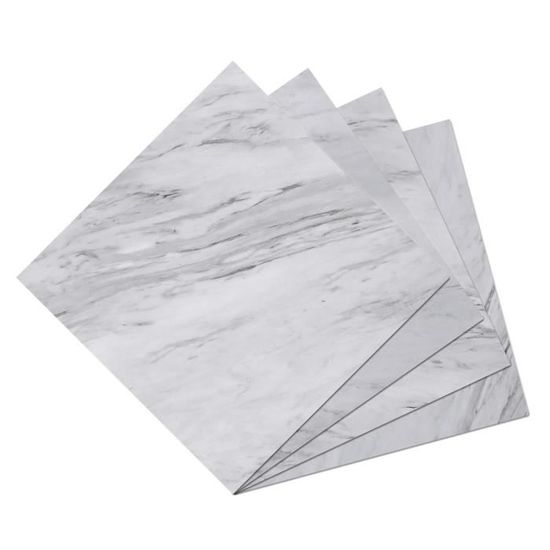 Yullpaper Carrelage Adhésif Sol Marbre Blanc 30x30cm Lot 4 Pièces - Lino PVC Imperméable Salle De Bain