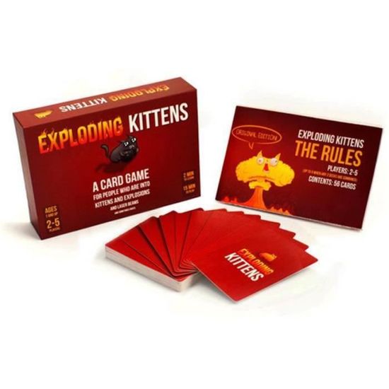 XX204885-OHP Exploding Kittens Jeux de cartes jeu de société Rouge ...