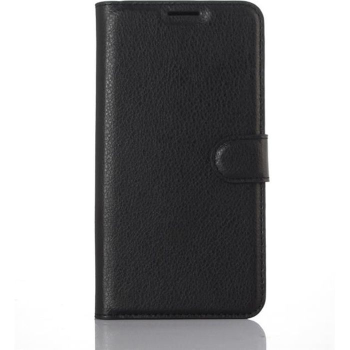 Housse Étui pour Samsung Galaxy J7 (2016) J710,Cuir PU avec la Fonction de Station et Portefeuille de Cartes (Noir)