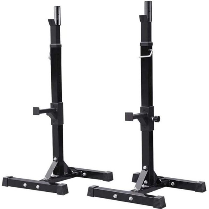 FAN RACK Barre Musculation Support pour Haltères Longs à Disques Noir Charge Max. env. 200kg Réglable en Hauteur 15 Positions