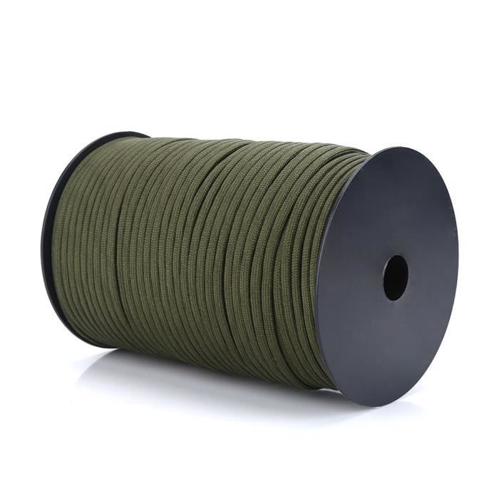 Paracorde Armée 550 Bobine Corde de Survie Multi-usages Rouleau de Corde de Parachute 9 Brins Polypropylène et Polyester - 100M