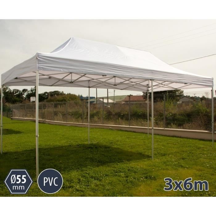 TENTE BARNUM PLIANT ALU 3X6 BLANC PRO+ 55 PVC 550G