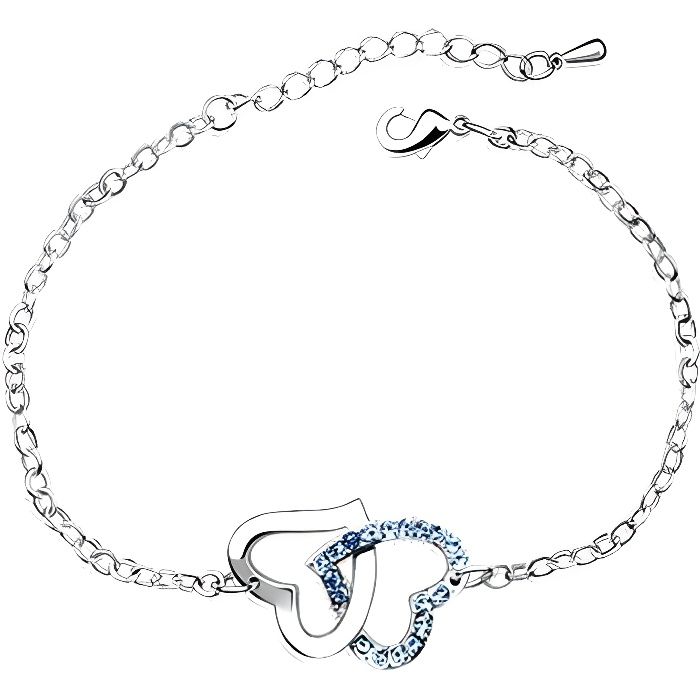 Bracelet Coeurs entrelacés en Cristal de Swarovski Element Bleu
