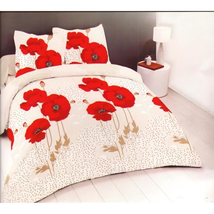 Coquelicot - Parure de drap - Lit 1 Place - 3 pièces (90x190cm)