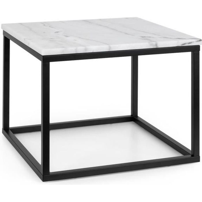 Besoa Volos T50 Table basse pour intérieur & extérieur - 50 x 40 x 50 cm - Plateau marbre noir & blanc