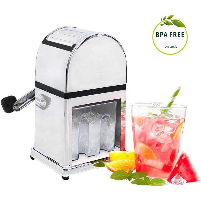 Machine à Glace Pilée Manuelle avec Cuillère à mesurer, Broyeur à Glace pour Cocktails, Acier Inoxydable, Capacité : 900ml