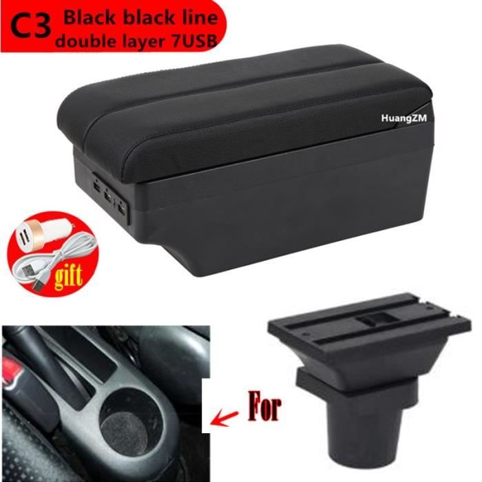 Ligne noire de style c3 - Accoudoir central avec boîte de rangement, accoudoir pour Toyota Yaris Vitz Hatchba