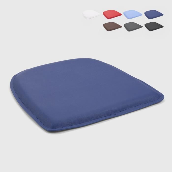 4 Coussins rembourré en simili cuir chaise tolix intérieur et extérieur 32x32 Fix, Couleur: Bleu