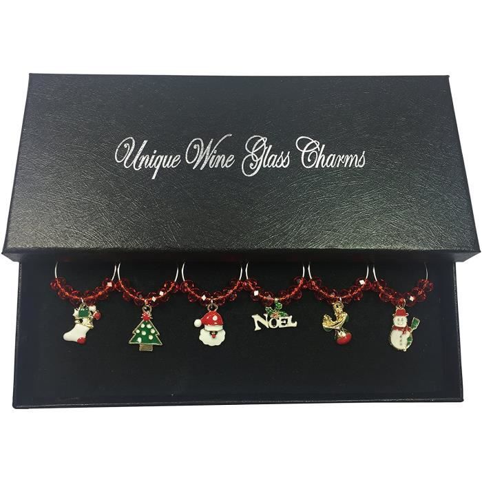 COFFRET CADEAU VIN Libby's Market Place Charm en verre à vin de Noël avec coffret cadeau908