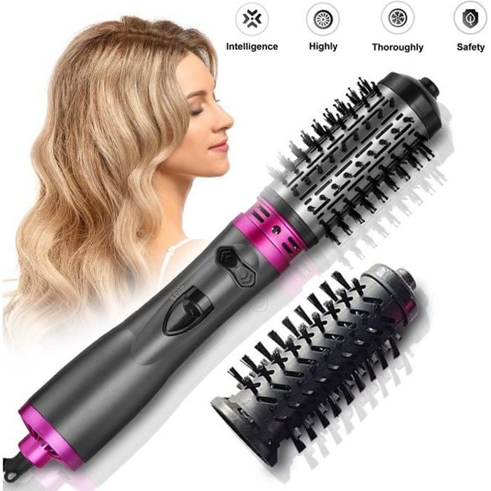Brosse Soufflante Rotative,Brosse Lissante Chauffante Electrique Multifonctionnels Professionnelle Sèche-Cheveux 3 en 1