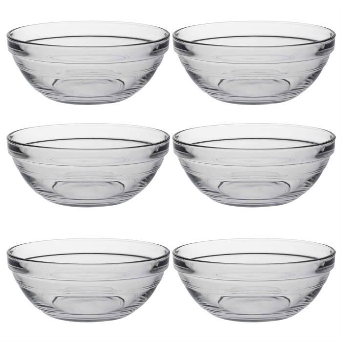 Saladiers empilables Lys - en verre-pour la cuisine - 17 cm - lot de 6