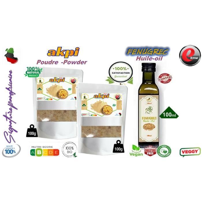 KIT Akpi-Fenugrec : Poudre d'Akpi 2X100g et Huile de fenugrec 100ml