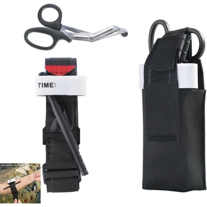 3pcs/set Version Emergency Kit - Trousse De Premiers Soins Tactique Garrot Médical Bandage Ciseaux Sac D'Urgence Voyage Porter Poche