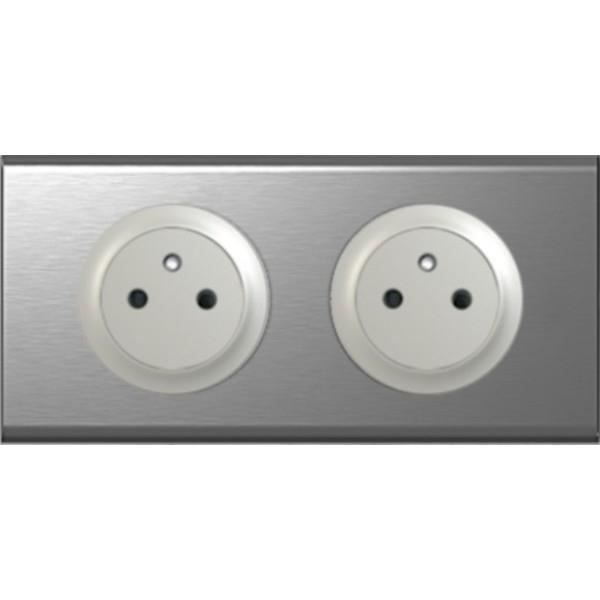 Legrand - Double Prise 2 P+T Céliane Inox Brossé, Surface