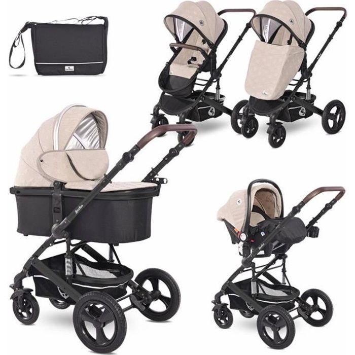 Poussette combinée trio 3 en 1 avec siège auto 0m+ Boston Lorelli beige