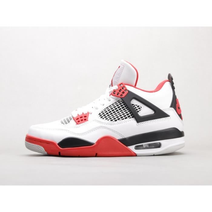 AIR Jordans 4 Retro Metallic White and Red Colorblock Baskets AJ4 Homme Femme TX-2001-23