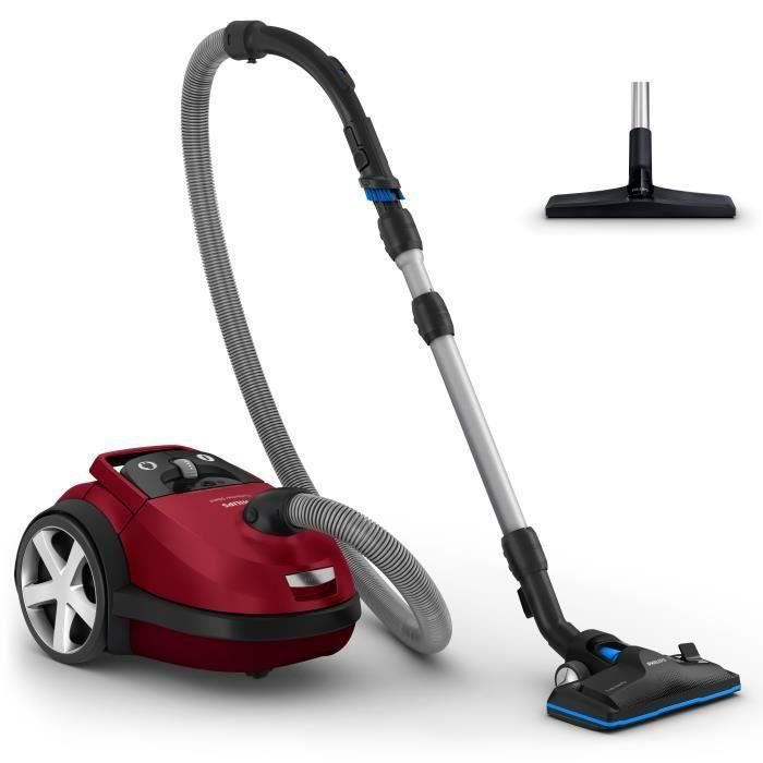 SHOT CASE - PHILIPS FC8781-09 Aspirateur avec sac Performer Silent - Silencieux 66dB - Brosse Triactive Pro - Rouge