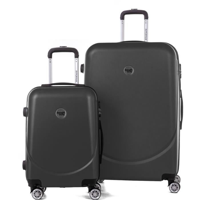 TRAVEL WORLD Ensemble de 2 Valises 50/80cm avec 4 roues Gris Foncé