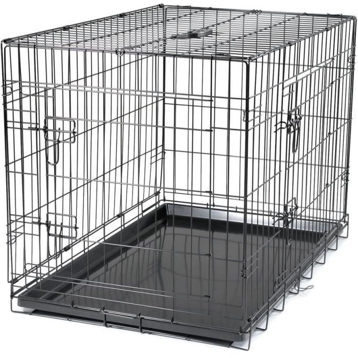 Cage Transport Chien - Vadigran - Pliante - Noir Classique - 93x58x64 cm