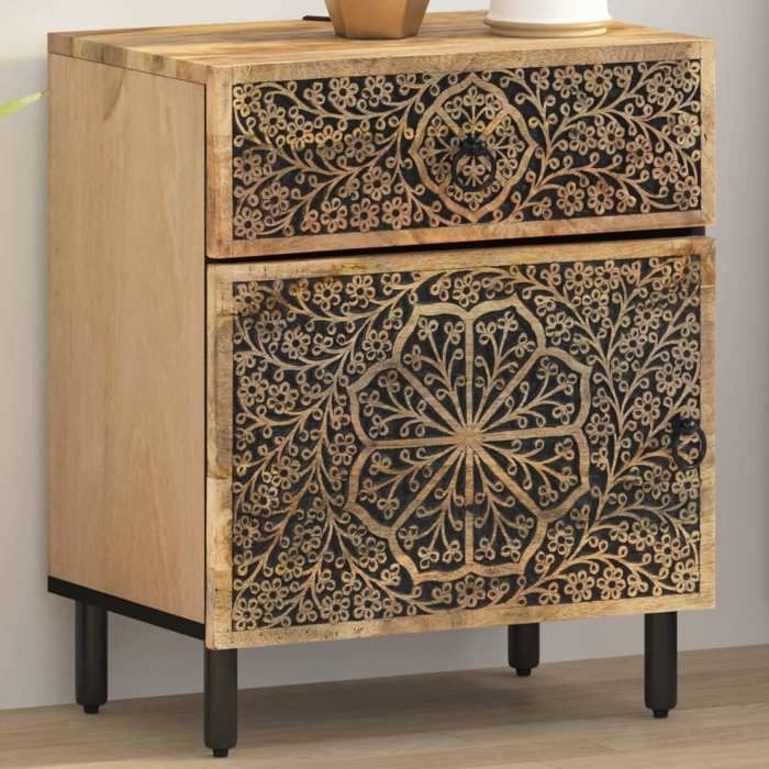 vidaXL Table de Chevet Armoire de Nuit avec Tiroir et Porte Table de Télévision Meuble de Rangement Chambre Rétro Bois 358220