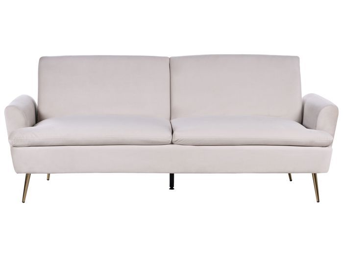 Canapé convertible 3 places en velours beige clair VETTRE