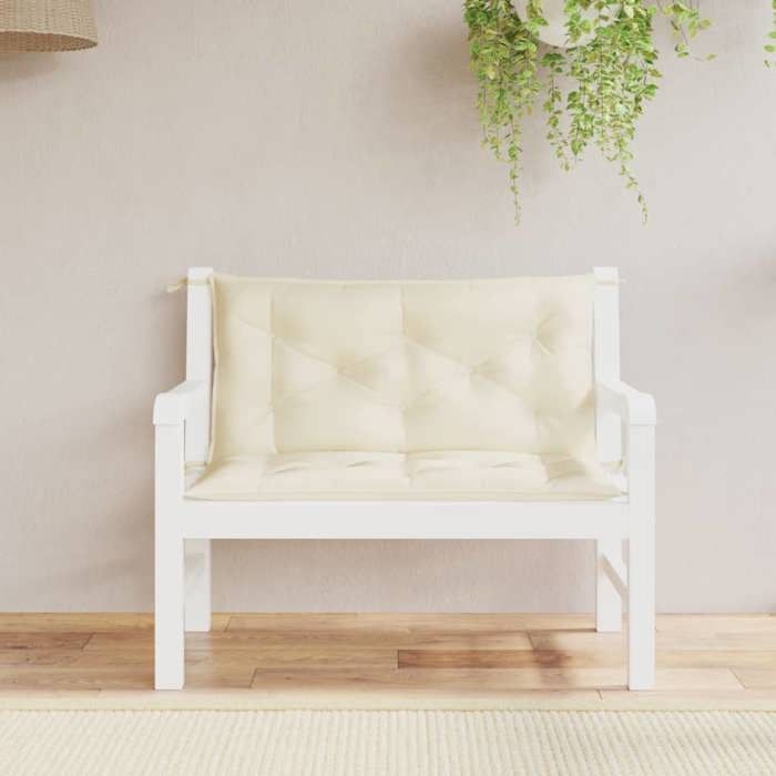 vidaXL Lot de 2 Coussins de Banc de Jardin Revêtement de Banc avec Jeux de Cordes Coussin d'Extérieur Imperméable Crème 361661