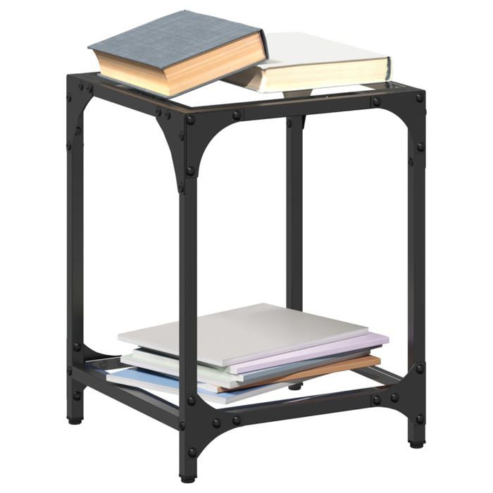 vidaXL Table basse avec dessus en verre transparent 30x30x40 cm acier table dappoint table de salon table à thé bout de 845954