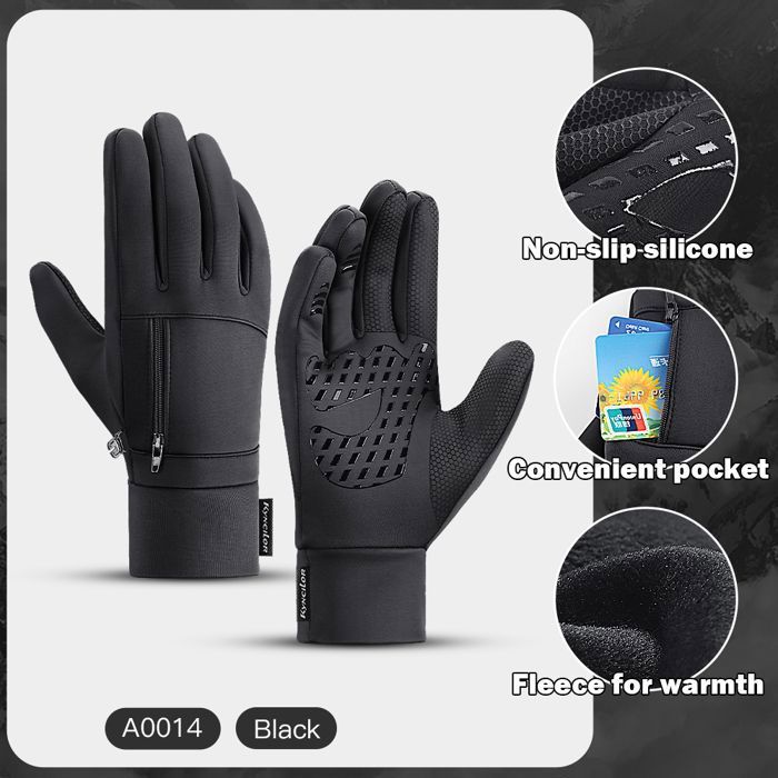 Gants de sport unisexes pour hommes imperméables coupe-vent chauds cyclisme fermeture éclair froide à la mode pour lhiver