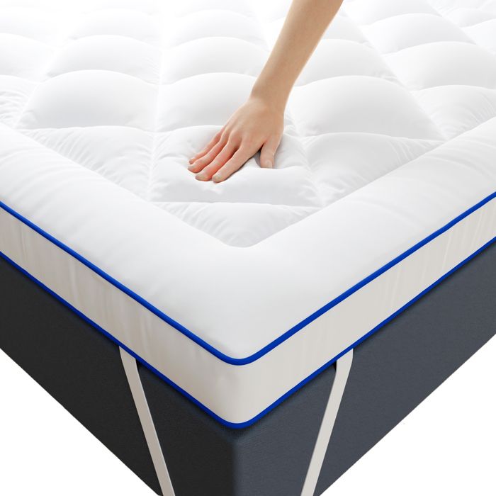 Surmatelas Moelleux 180x200 Cm Microfibre Respirante Avec Bandes Élastiques - Antidérapant Gris