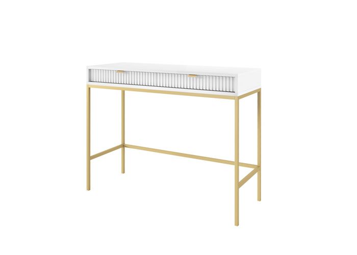 Coiffeuse - Blanc - 2 tiroirs - 104 x 78 x 50 cm - Style moderne - Auto-assemblage