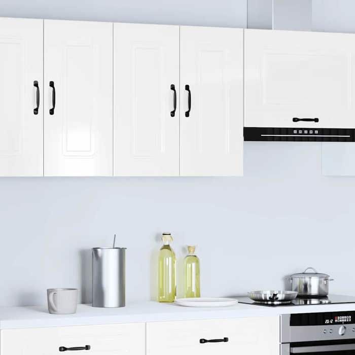 Mobilier de Cuisine-Armoire murale de cuisine Kalmar blanc brillant bois ingénierie NEUF BM275512734