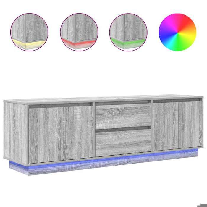 Console TV VENT-FLASH - Banc TV Meuble TV - avec lumières LED sonoma gris 160 5x41x50 cm - Meuble de Salon（36948）ZLH
