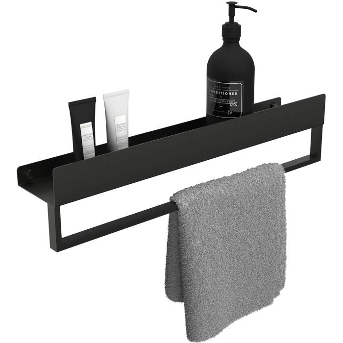 Niche De Salle De Bain Rea Sf01 60Cm Étagère De Salle De Bain Noir Mat 60x9x11CM