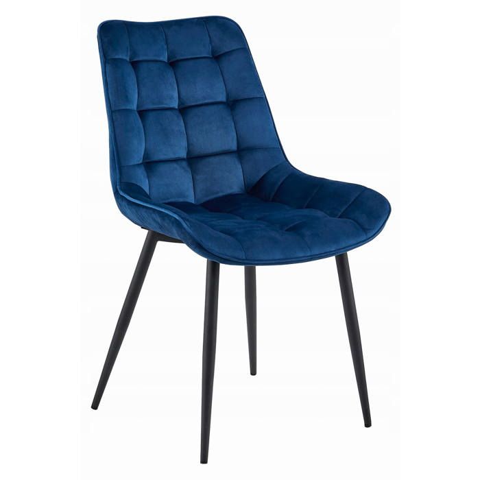KOMODEE Chaise BERCETO - velours bleu marine / pieds noirs x 1 54x88x60 cm KOMODEE Chaise BERCETO - velours bleu marine / pieds noirs x 1 54x88x60 cm