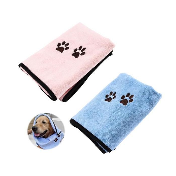 2 Serviette pour Chien Super Absorbante Serviette Microfibre Chien Sechage Rapide Serviette Bain Chien Drap de Bain pour Étiquette