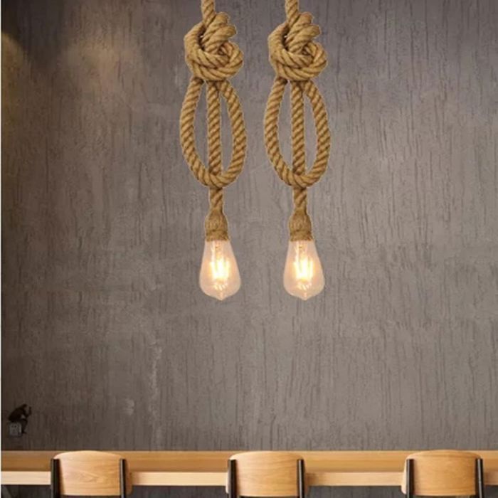 Suspension Pendentif - SMOTOP - Corde de chanvre - Lot de 2 - Douilles E27