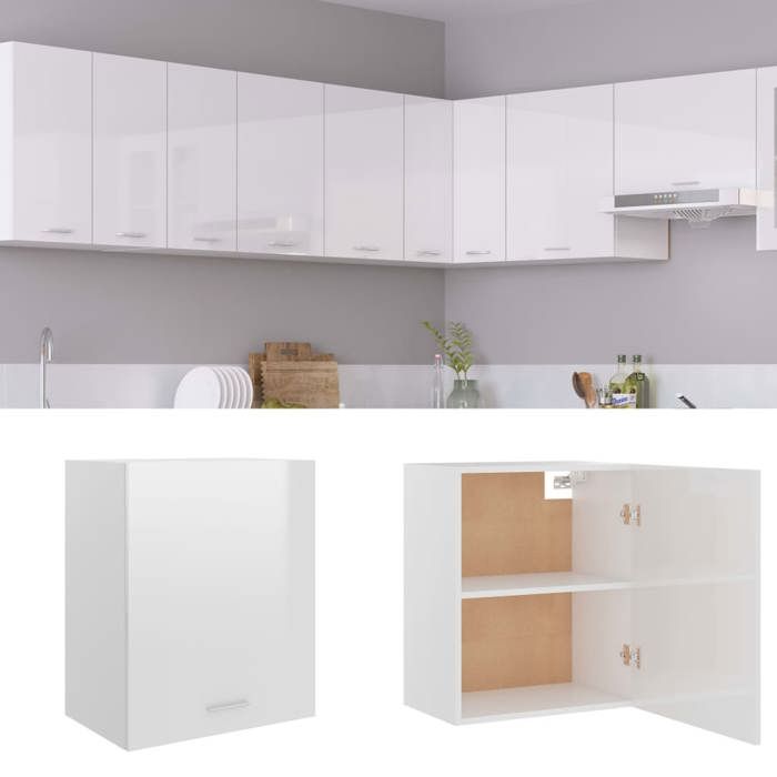 NEUF Armoire suspendue - Meuble haut de cuisine Lyon Blanc brillant 50 x 31 x 60cm Bois dingénierie promo306685 NEUF Armoire suspendue - Meuble haut de cuisine Lyon Blanc brillant 50 x 31 x 60cm Bois dingénierie promo306685