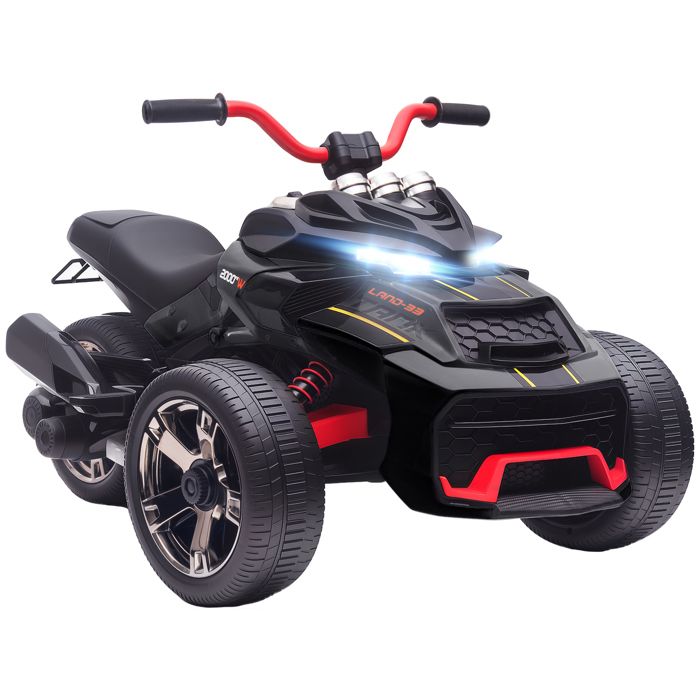 AIYAPLAY Quad &eacute;lectrique enfants 12V, 3 roues 2 moteurs lecteur MP3 noir