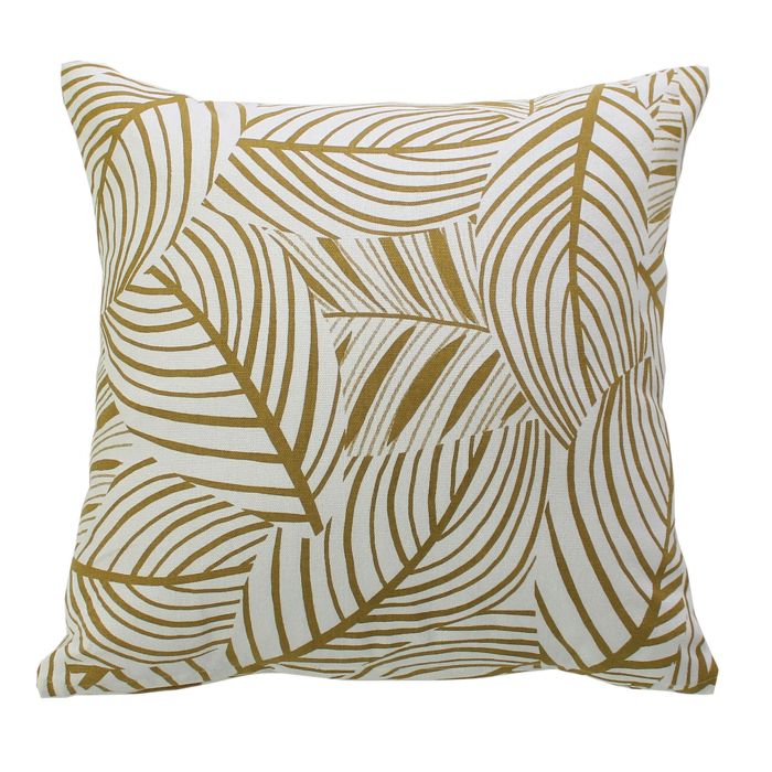 Coussin décoratif feuillage graphique en coton recyclé Bronze 40x40 cm